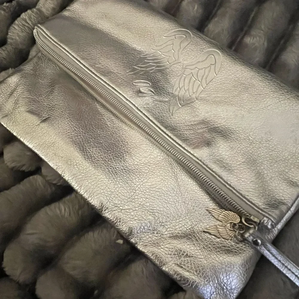 Victorias secret (victoria’s secret,VS) silver foil w/ signature stripe bag